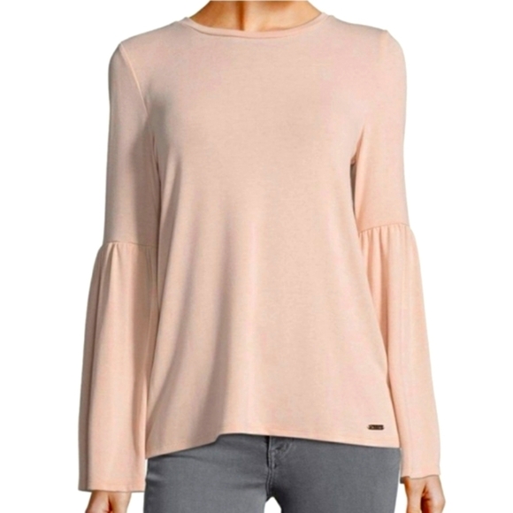 Calvin Klein Bell Sleeve Blouse Top Bohemian Cottagecore Barbiecore Designer - Picture 11 of 15